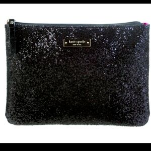 NWOT Kate Spade Large Black Shimmy Glitter Wristlet Bag